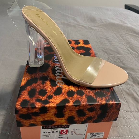 Shoes - Clear/ nude size 6 , approx 3 inch heels.